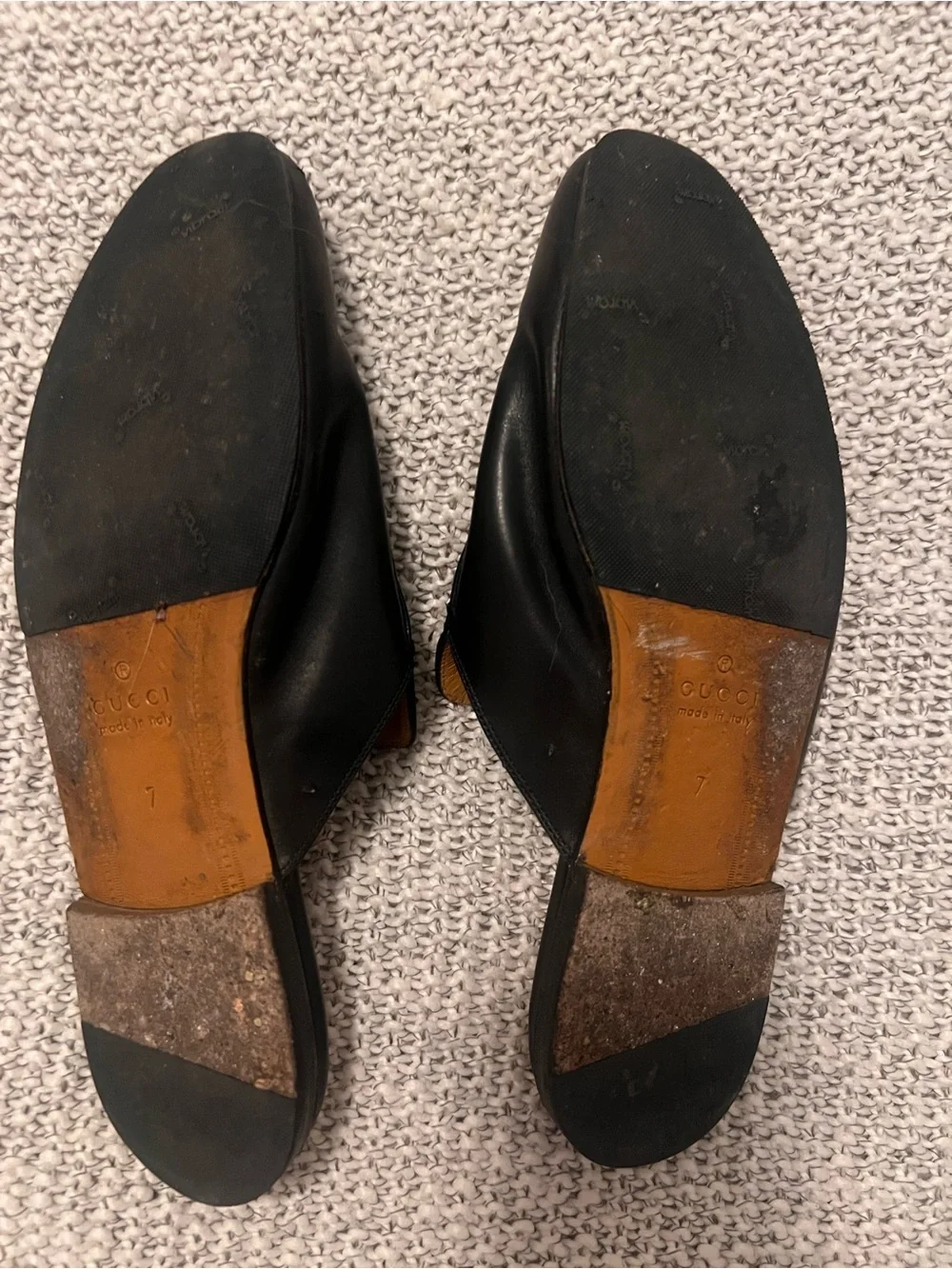 Gucci Black Leather Slip-On Loafers with Gold Horsebit